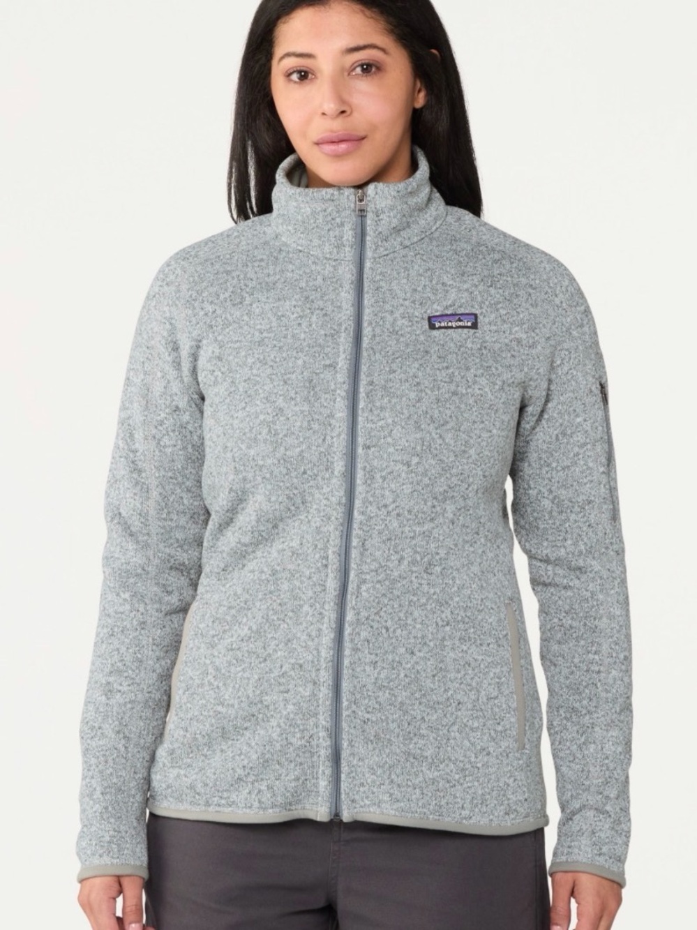 Patagonia Women's Heather Light Gray Full-Zip Fleece Jacket - Picture 1 of 2